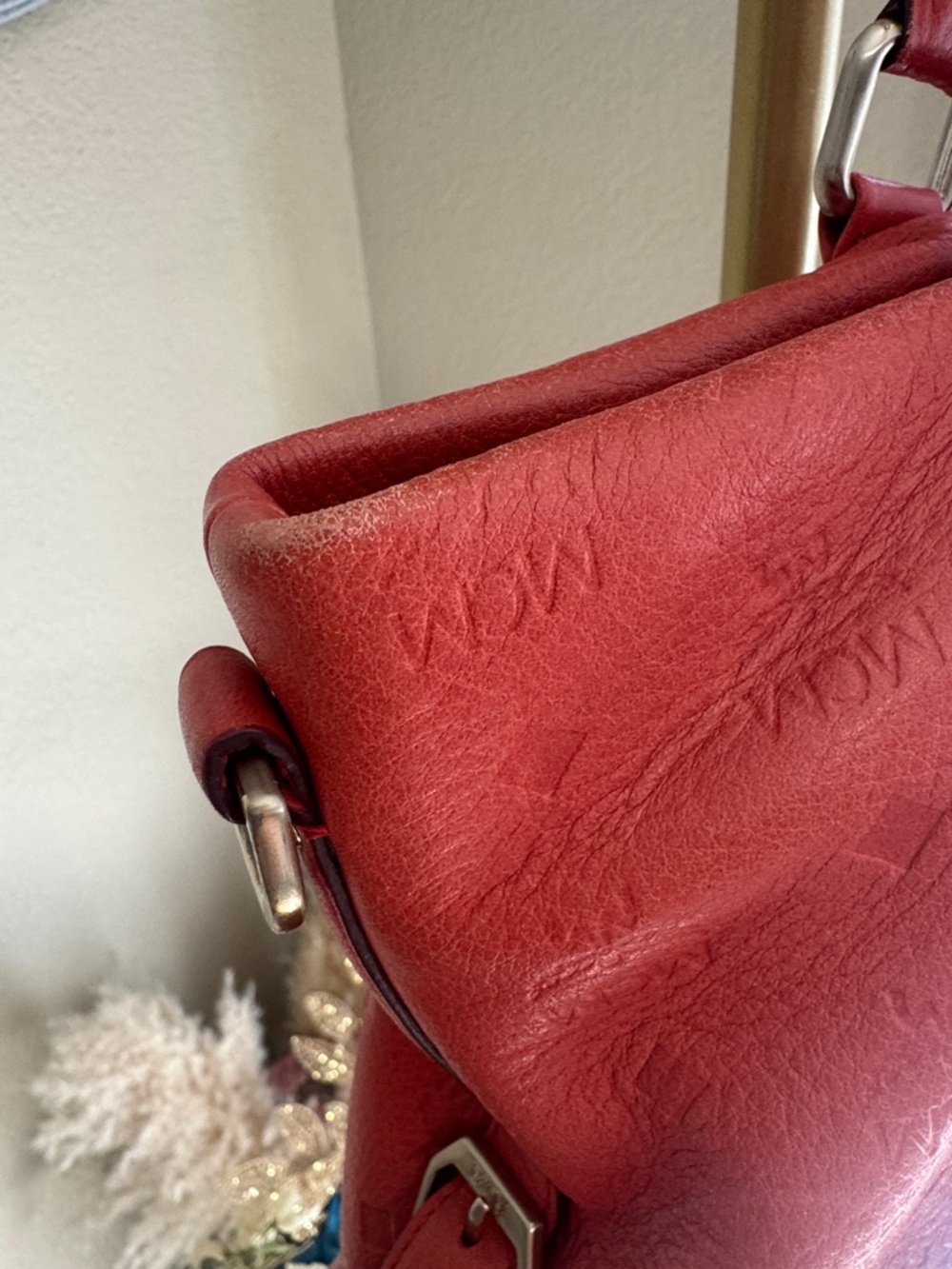 MCM orange Leather Shoulder Tote with Top Handles - Picture 14 of 14